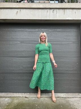 Rhode Zola Dress Green Floral Midi Skirt - Classic Women's Skirt